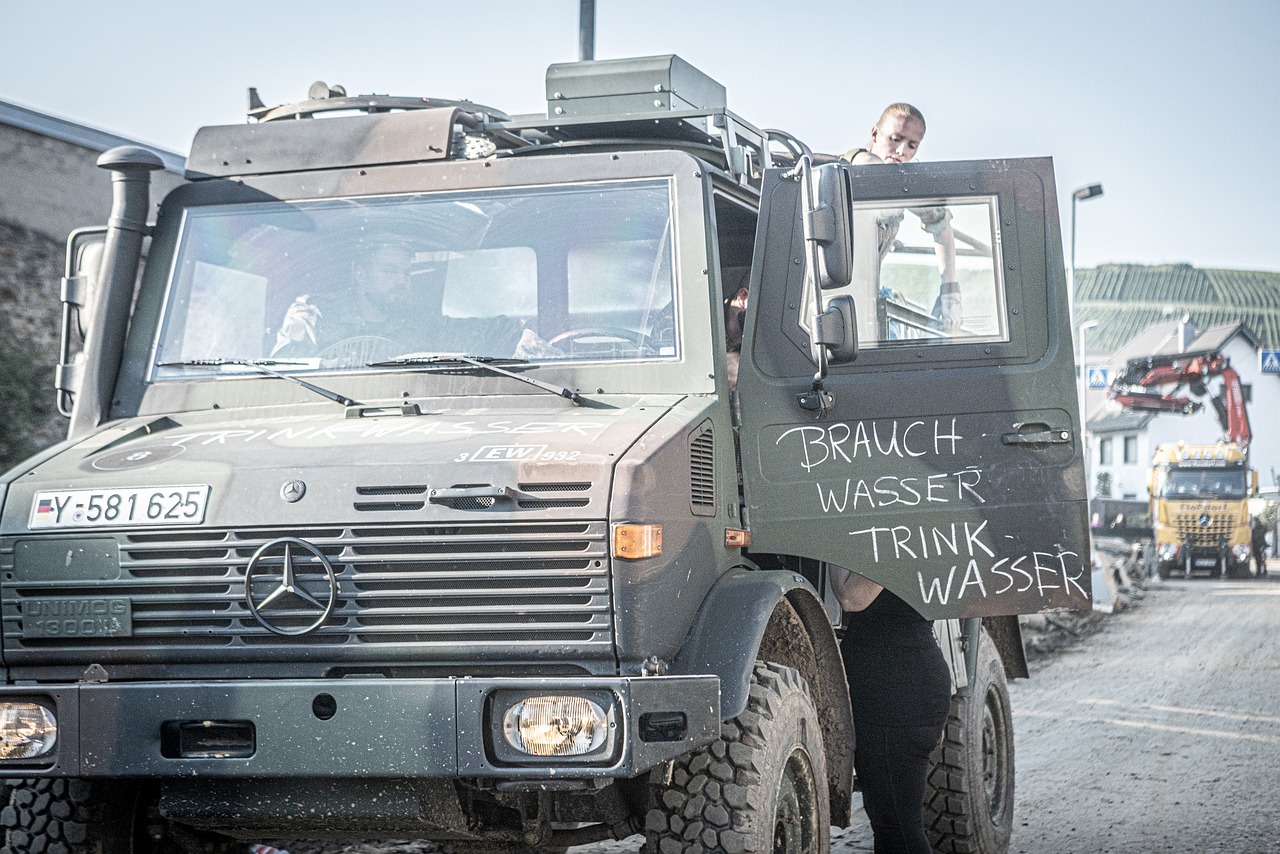 military, vehicle, truck, army, battle, soldier, ahrweiler, help, armed forces, flood, disaster response, drinking water supply